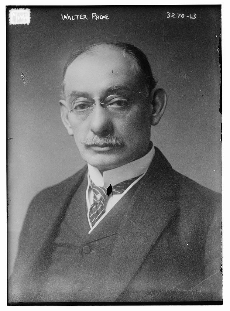 Walter Hines Page, photographic portrait, Bain News Service, circa 1910s. Library of Congress.